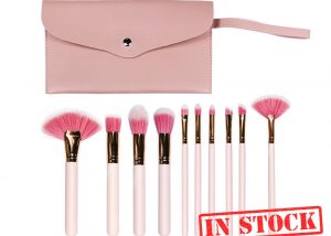 pink makeup brush set