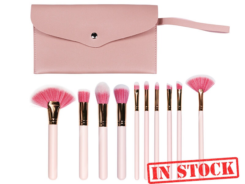 pink makeup brush set