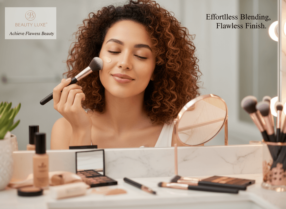 A professional makeup artist using a high-quality foundation brush for an effortless flawless finish