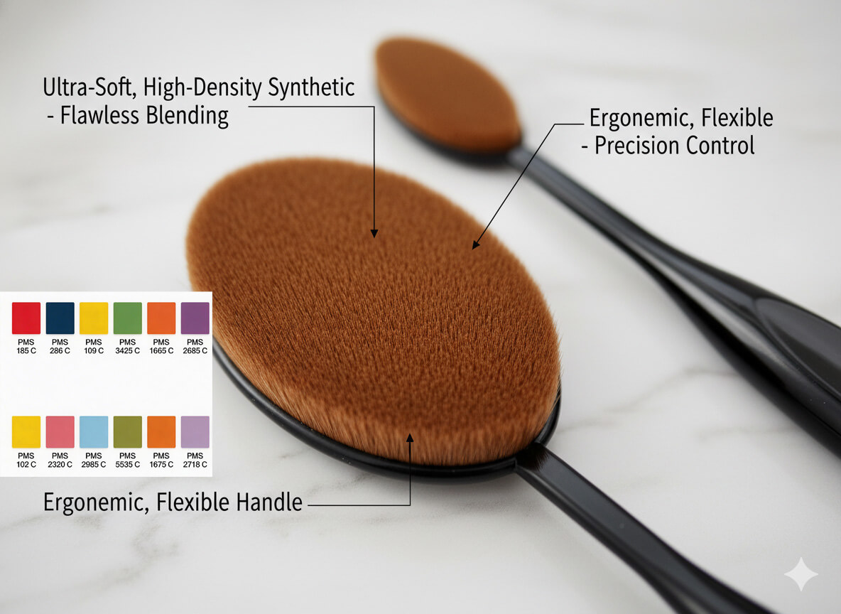 bristle and handle's color option by pantone card