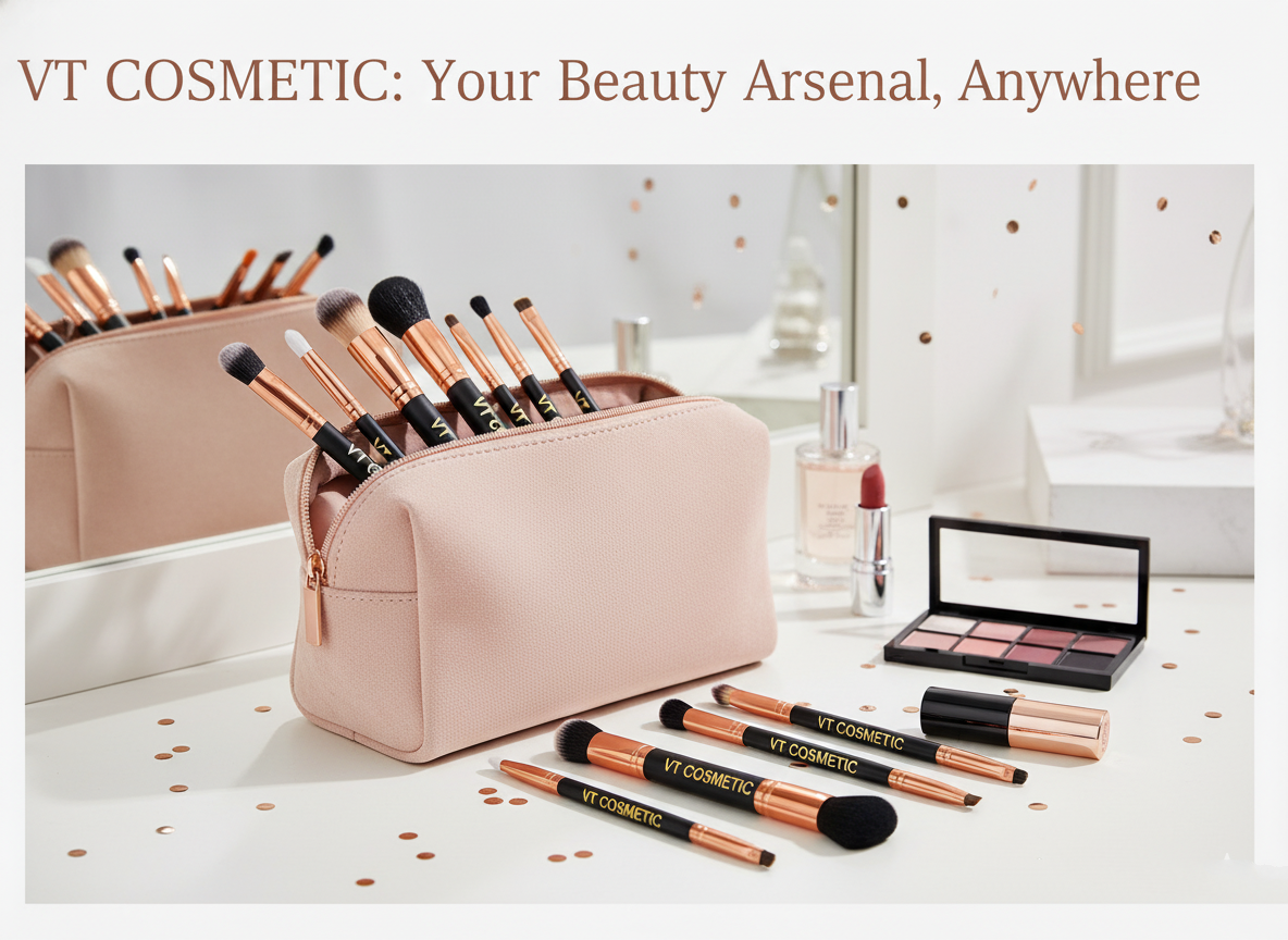 12-piece professional travel makeup brush set with a pink cosmetic bag for beauty arsenal