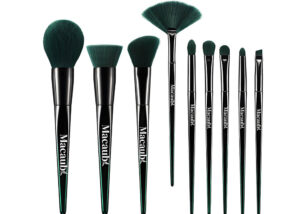 green makeup brush set